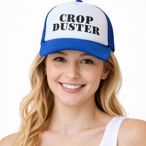 💜 (4 For $20) Crop Duster Funny Blue and White Trucker Hat
